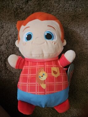 Cocomelon Nico Hug Mees Squishmallows Plush with Blue Eyes and Red Plaid Outfit